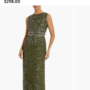 Mac Duggal Olive Embellished Sleeveless Maxi Dress